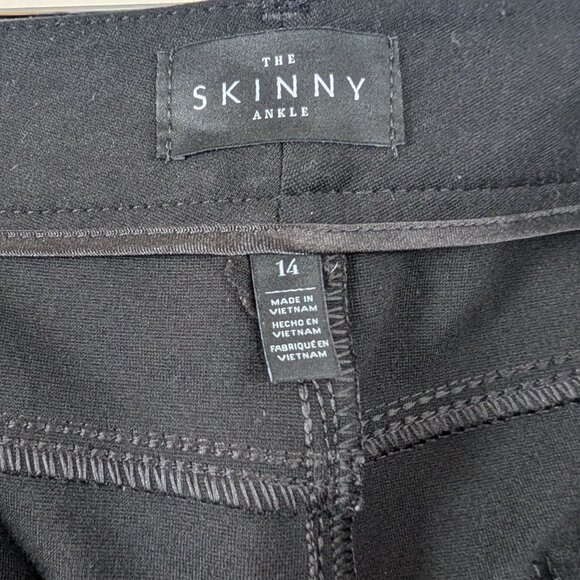 White House Black Market Black Skinny Ankle Pant Zippered Leg Houndstooth Sz 14 - Picture 14 of 16